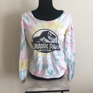 Rainbow tie dye Jurassic Park long sleeve sweater